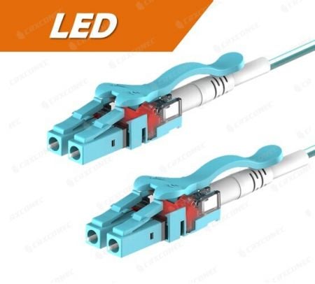 LC a LC OM3 Dúplex Cordón de Fibra Óptica LSZH con LED de Autorastreo 1M - Cable de parche de fibra multimodo OM3 LC-LC con LED.